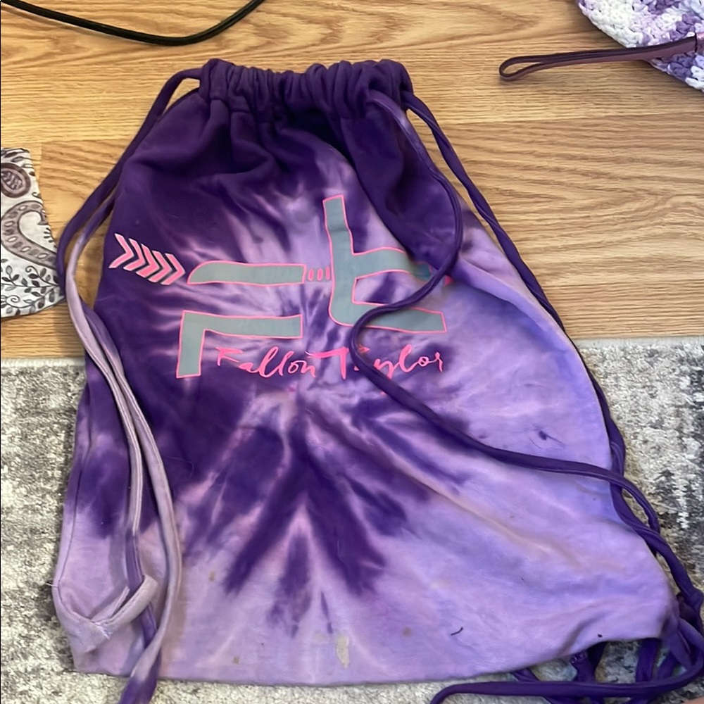 Purple Tie-Dye Backpack with Drawstring Closure